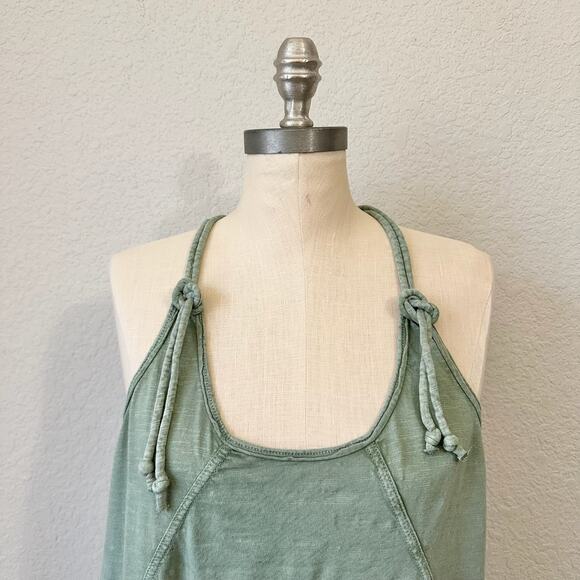 DAILY PRACTICE ANTHROPOLOGIE Lounge Maxi Dress Sage Green Hi-Low Cotton - Picture 4 of 14